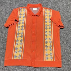 Reformation OBEY Monument Button Up Cotton Polo in Roobios Multi Size M